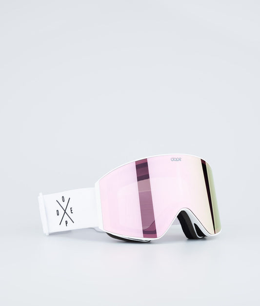 Ski Goggles White W/White Champagne Mirror