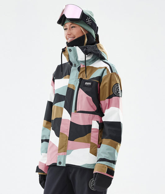Snowboard Jacket Women Shards Gold Muted Pink