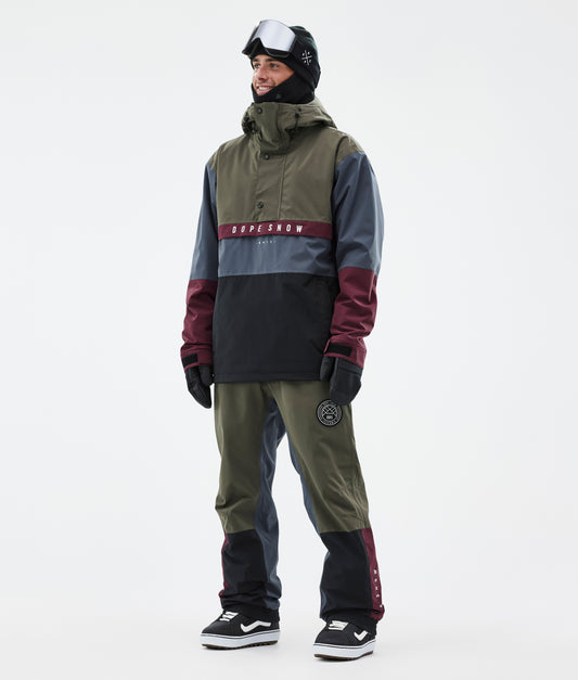 Snowboard Jacket Men Olive Green/Burgundy/Metal Blue/Black
