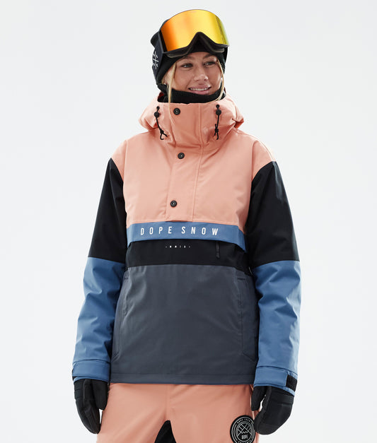 Snowboard Jacket Women Faded Peach/Blue Steel/Black/Metal Blue