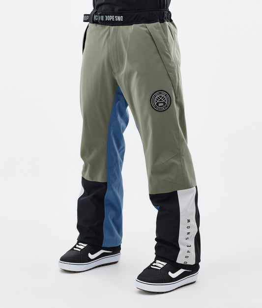 Snowboard Pants Men Greenish/Light Grey/Black/Blue Steel