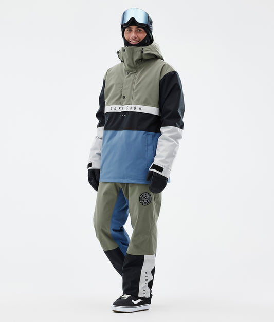 Snowboard Pants Men Greenish/Light Grey/Black/Blue Steel