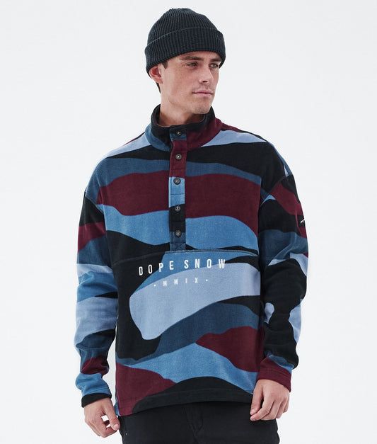 Fleece Sweater Men Shards Burgundy Blue