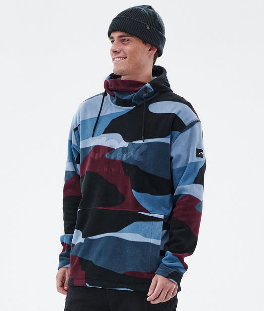 Fleece Hoodie Men Shards Burgundy Blue
