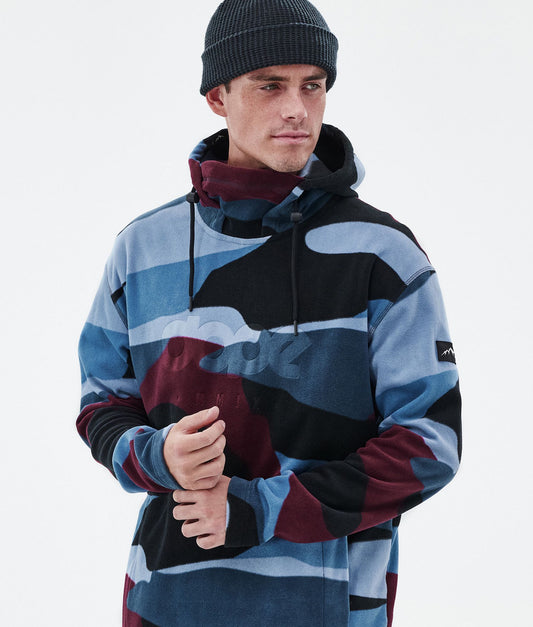 Fleece Hoodie Men Shards Burgundy Blue
