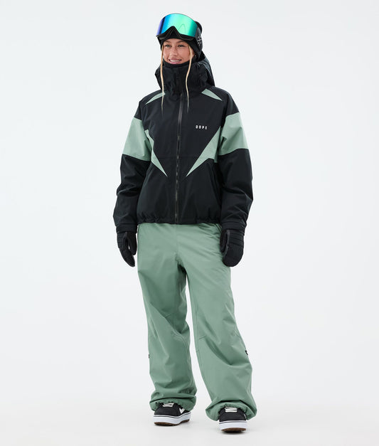Snowboard Jacket Women Spike Black/Faded Green
