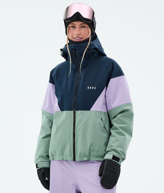 Snowboard Jacket Women Sport Dark Blue/Faded Violet/Faded Green