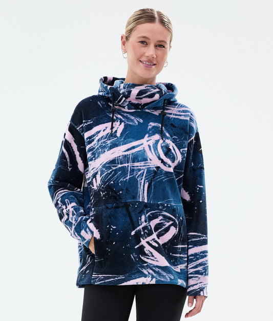 Fleece Hoodie Women Carvings Pink