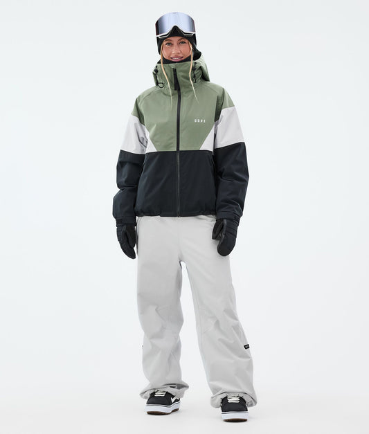 Snowboard Jacket Women Sport Moss Green/Light Grey/Black