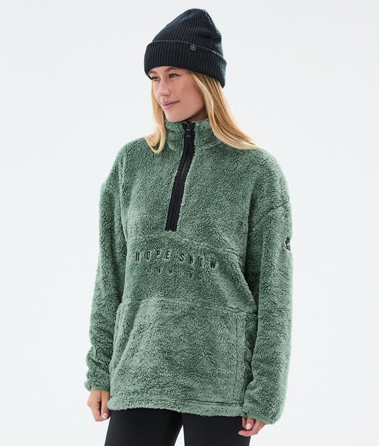Fleece Sweater Women Faded Green
