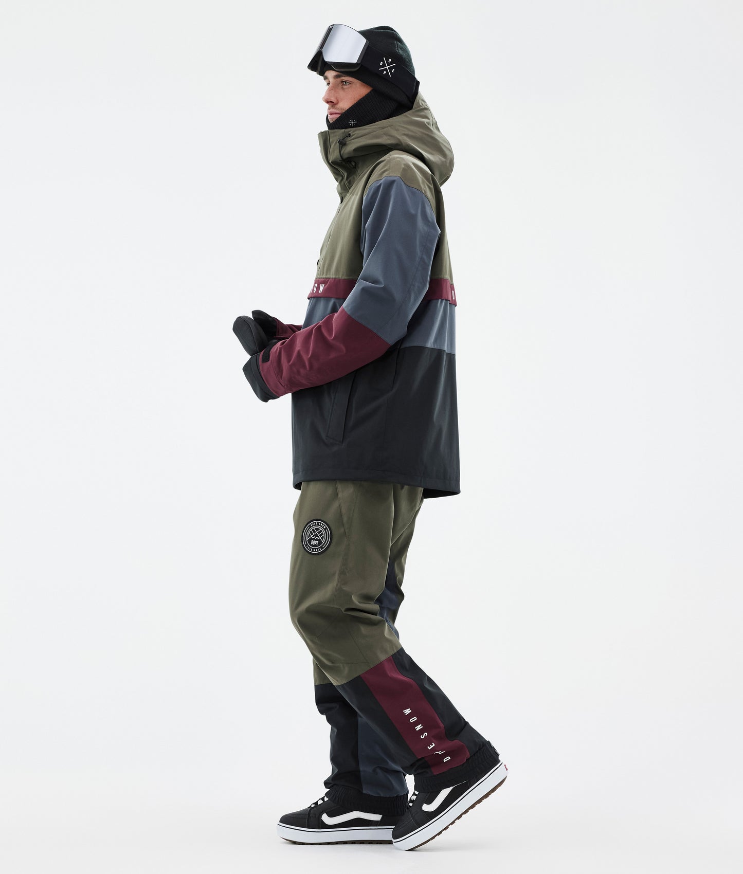 Snowboard Jacket Men Olive Green/Burgundy/Metal Blue/Black