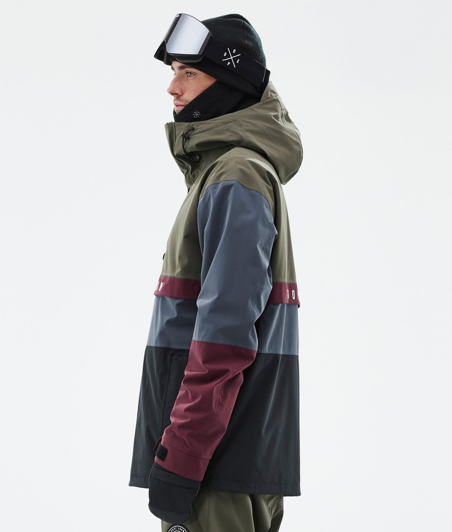 Snowboard Jacket Men Olive Green/Burgundy/Metal Blue/Black