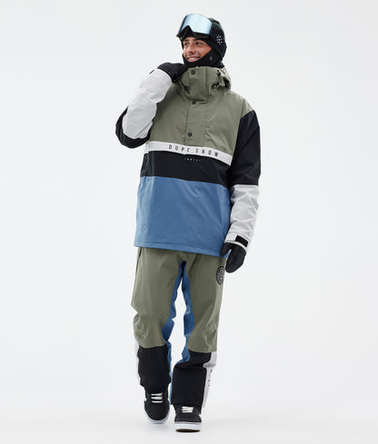 Snowboard Jacket Men Greenish/Light Grey/Black/Blue Steel