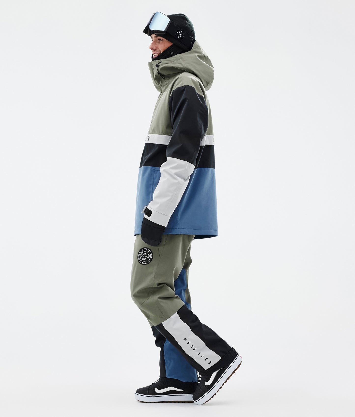 Snowboard Jacket Men Greenish/Light Grey/Black/Blue Steel