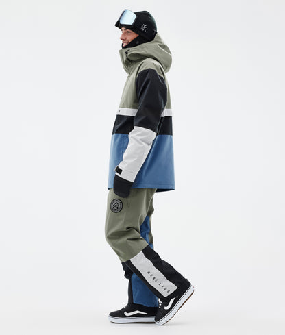 Snowboard Jacket Men Greenish/Light Grey/Black/Blue Steel