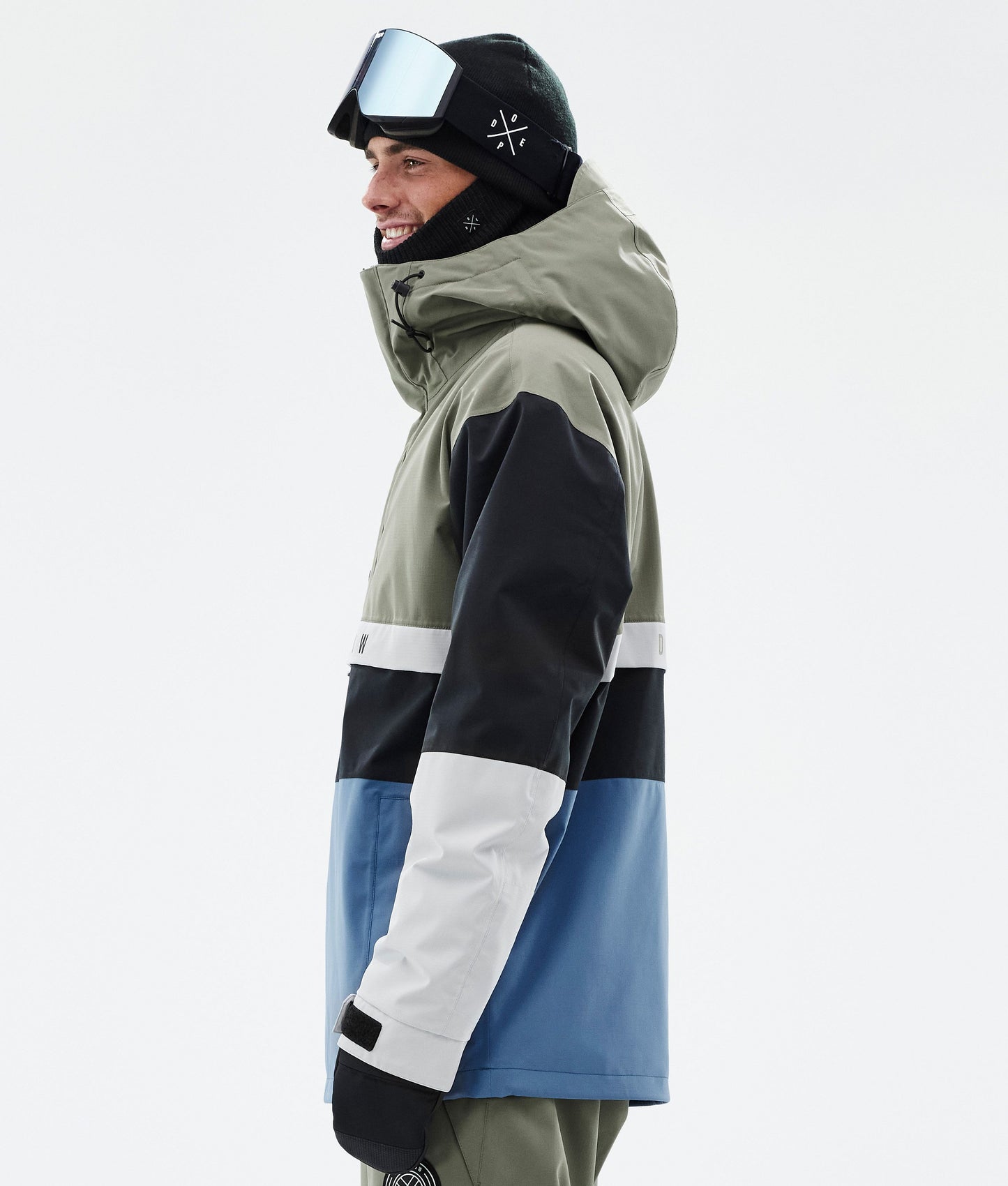 Snowboard Jacket Men Greenish/Light Grey/Black/Blue Steel
