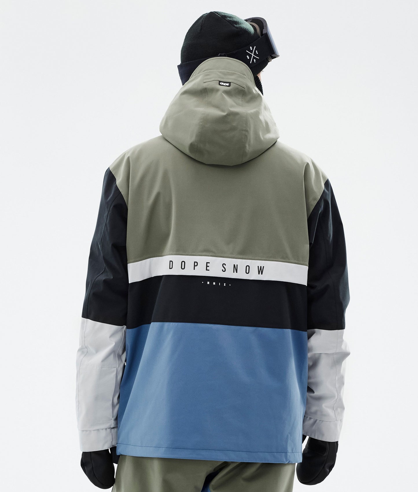 Snowboard Jacket Men Greenish/Light Grey/Black/Blue Steel