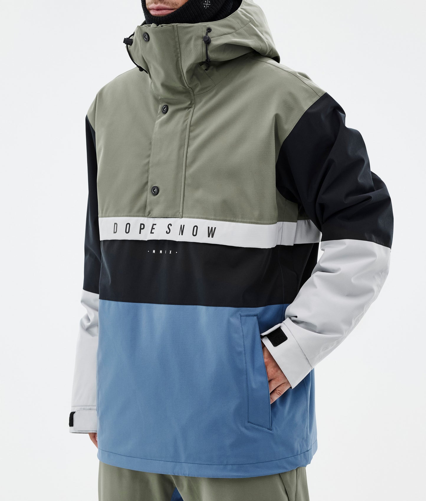 Snowboard Jacket Men Greenish/Light Grey/Black/Blue Steel