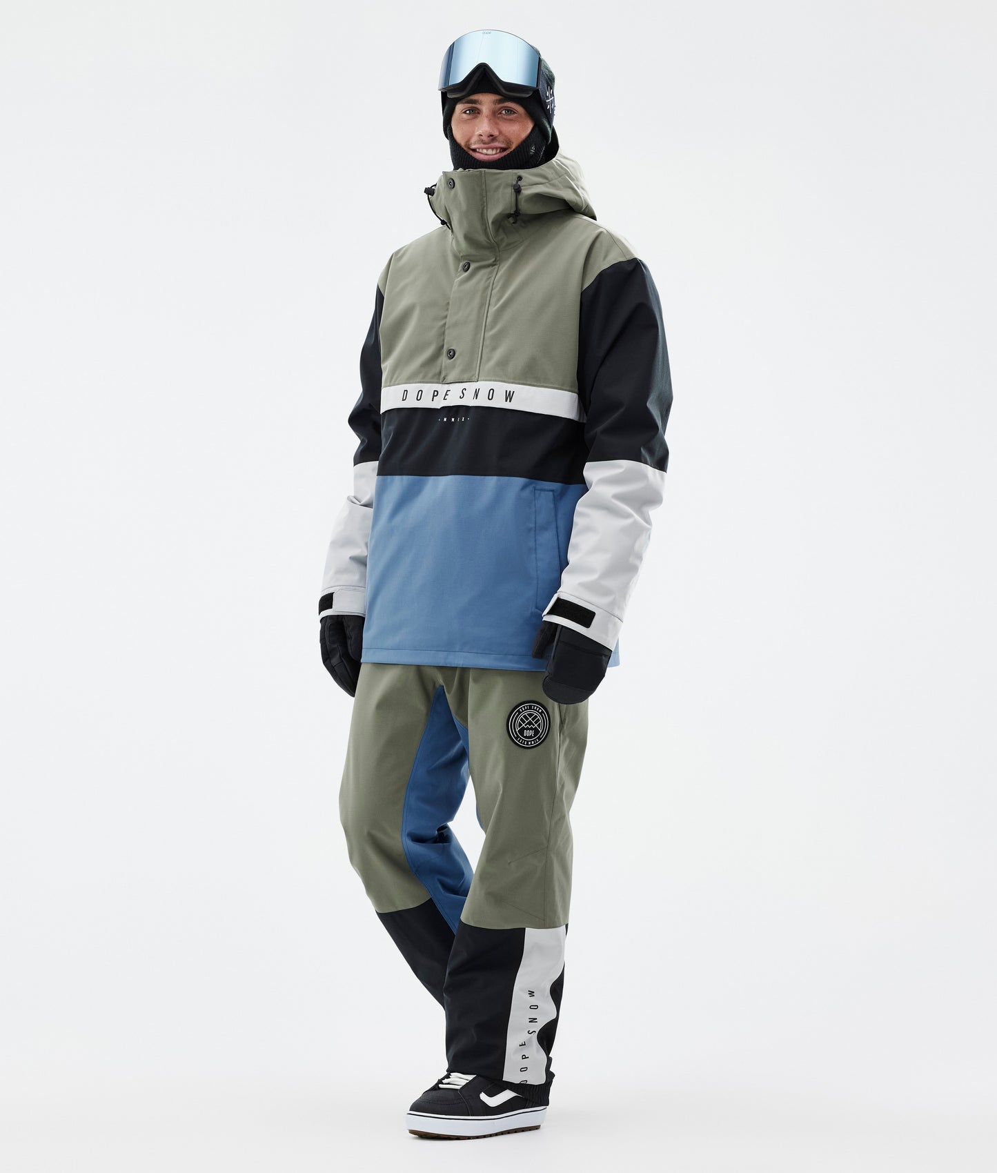 Snowboard Pants Men Greenish/Light Grey/Black/Blue Steel