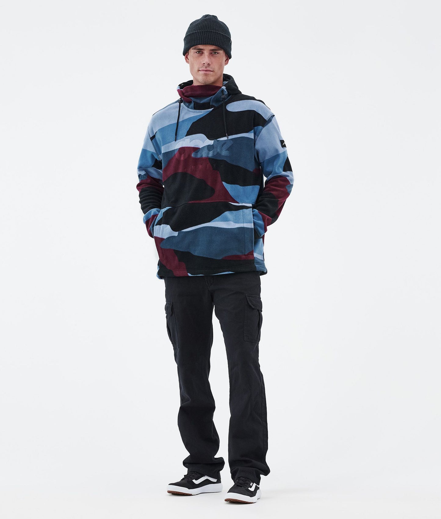 Fleece Hoodie Men Shards Burgundy Blue