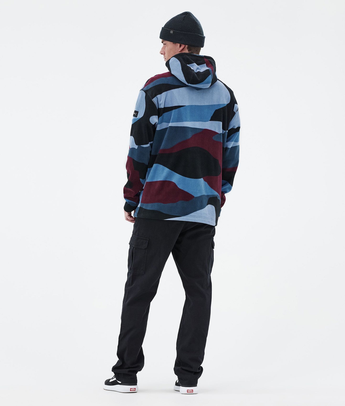 Fleece Hoodie Men Shards Burgundy Blue