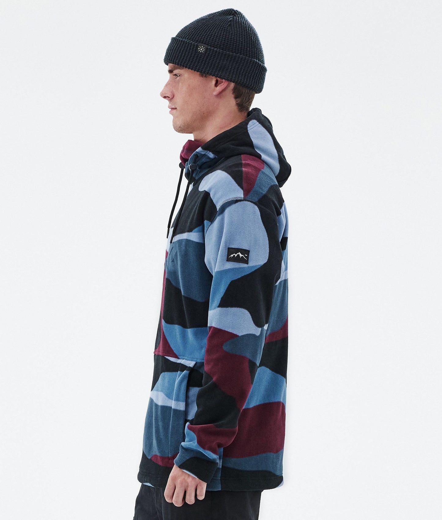 Fleece Hoodie Men Shards Burgundy Blue