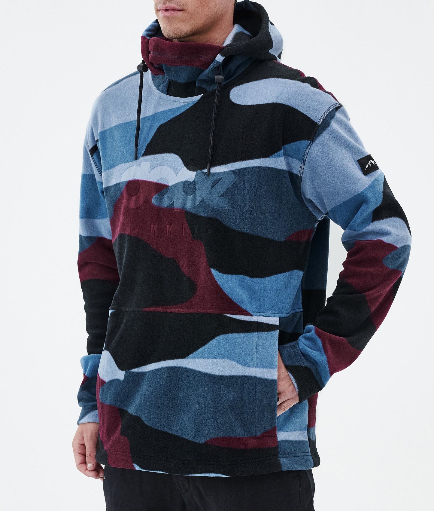 Fleece Hoodie Men Shards Burgundy Blue